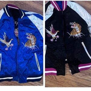 Reversible Vibrant Vintage Embroidered Japan Souvenir Jacket- Small- Tiger/Eagle